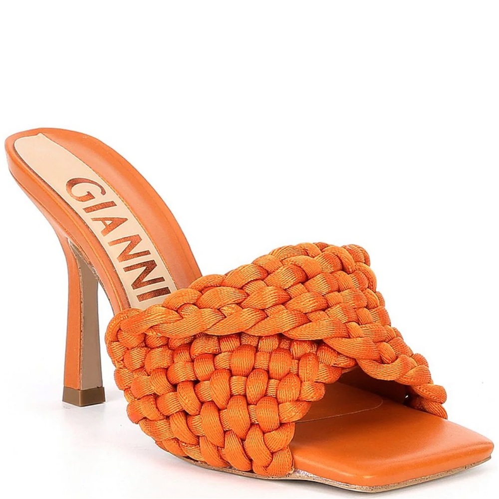 NIB Gianni Bini Keita Woven Square Toe Dress Sandals 6